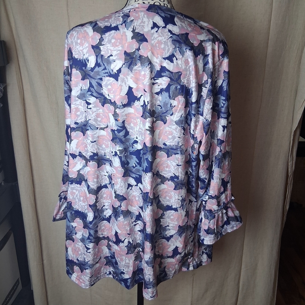3x Nwt Floral Print Women's Top Bell Sleeve - Picture 2 of 6